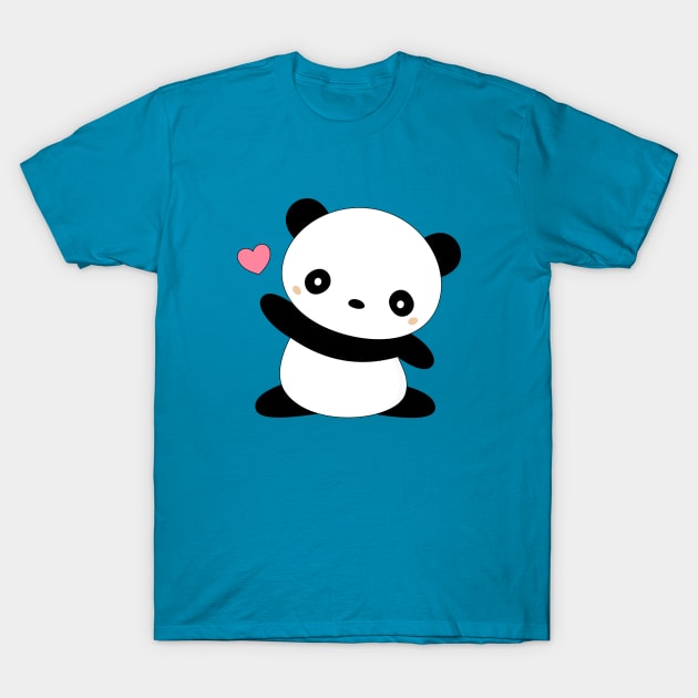 Kawaii Cute Panda Bear T-Shirt T-Shirt by happinessinatee